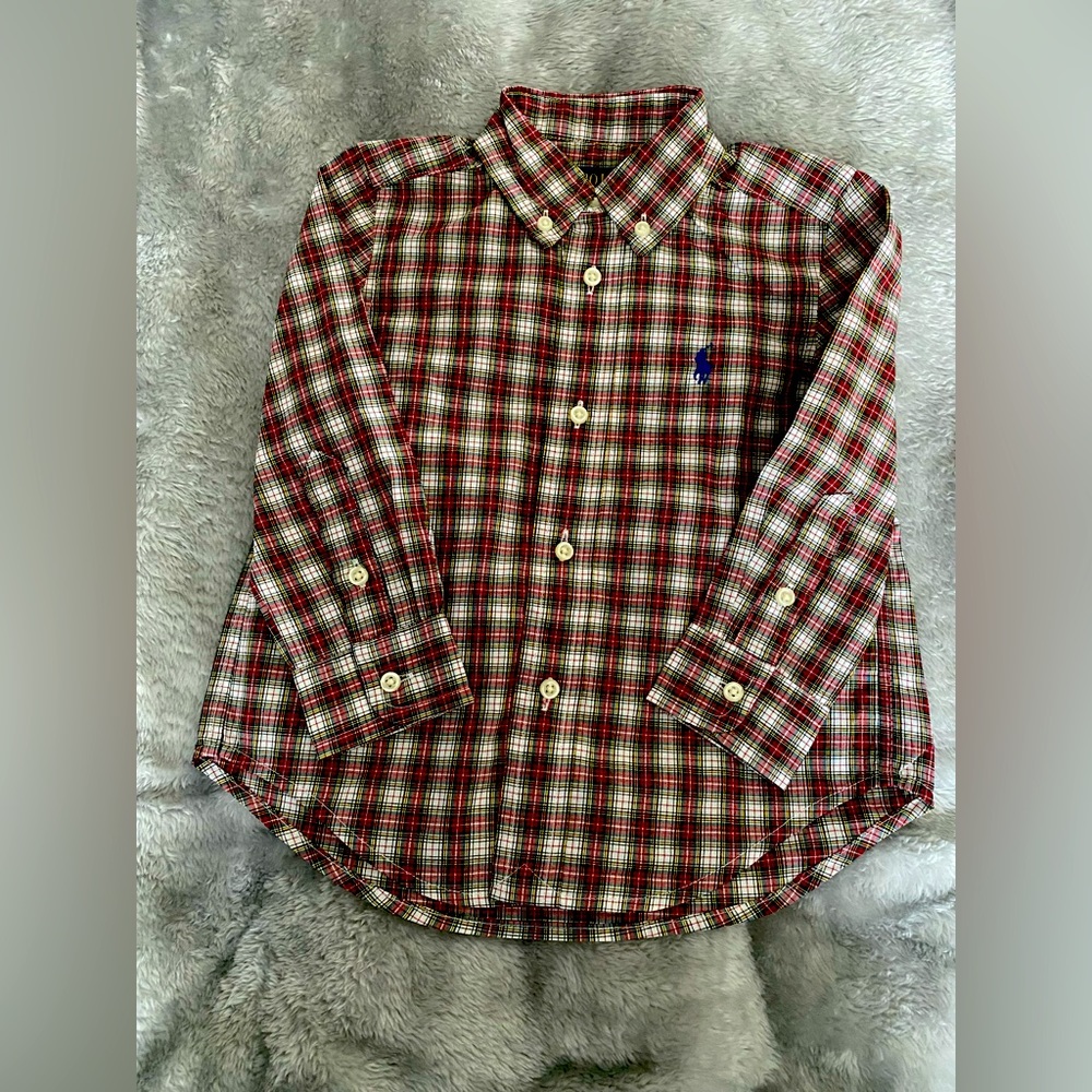 Polo on by Ralph, Lauren plaid shirt.